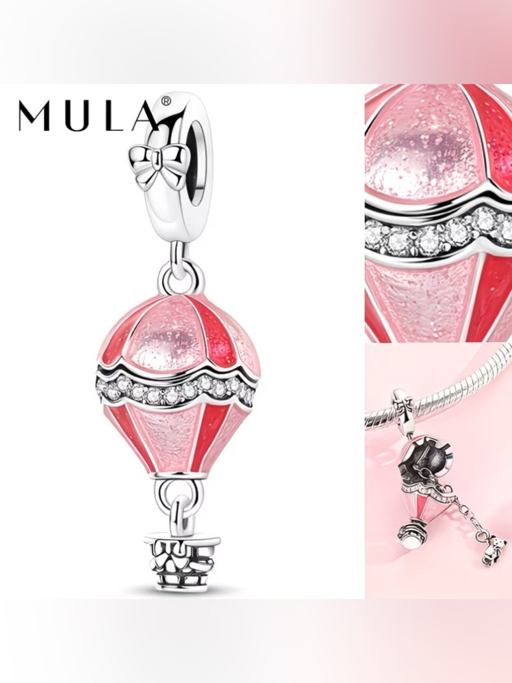 Pink Hot Air Balloon Charm Pendant